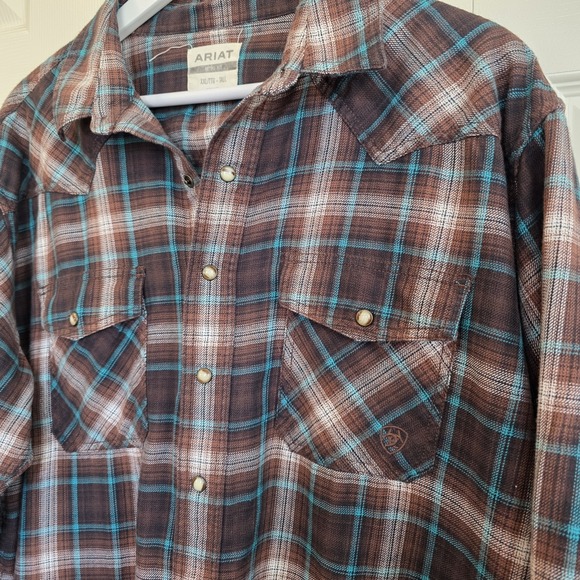 Ariat Retro Fit Harrisburg Pearl Snap Plaid Western Shirt Men XXL Cotton Flannel - Picture 2 of 7